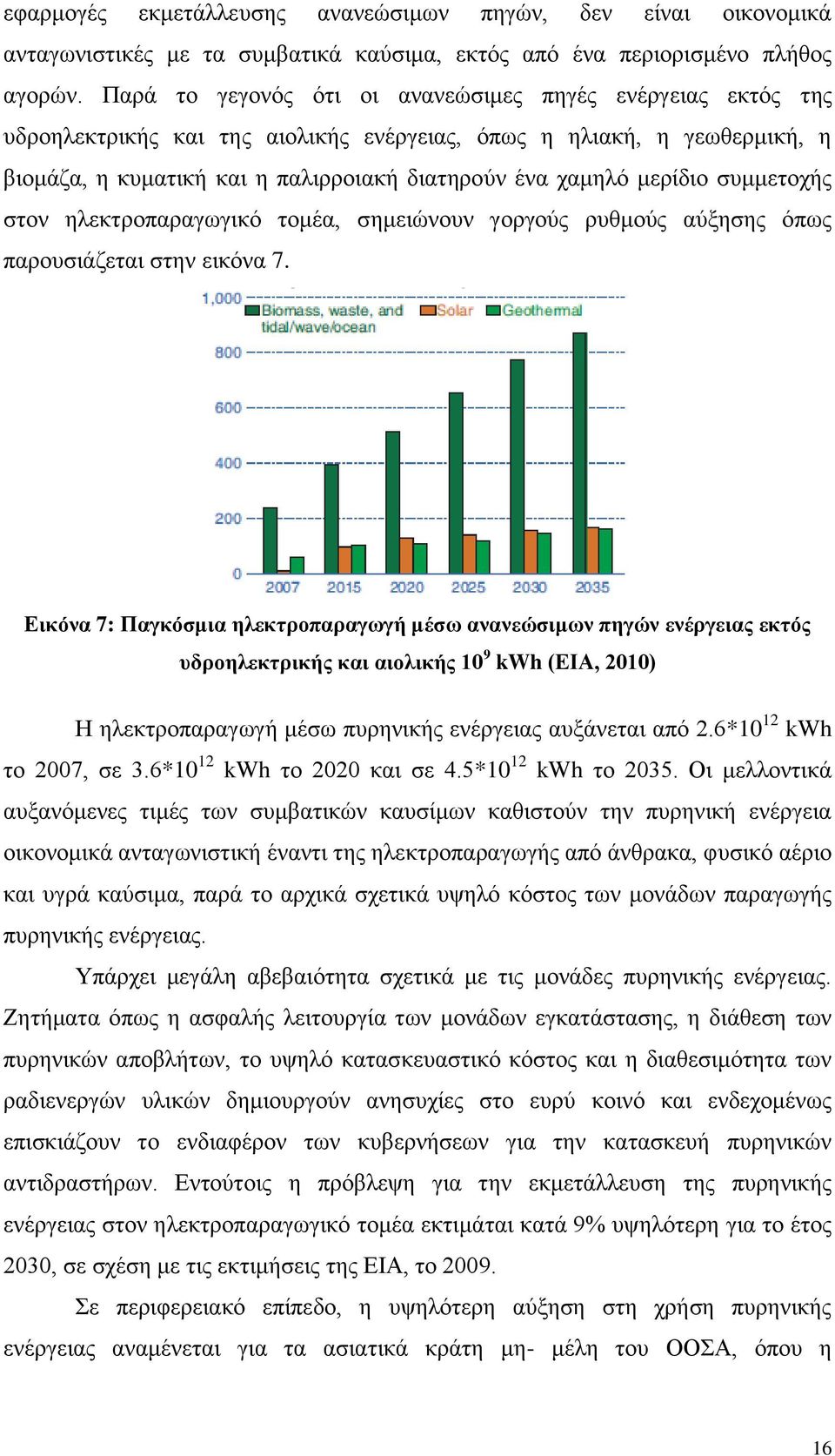 μερίδιο συμμετοχής στον ηλεκτροπαραγωγικό τομέα, σημειώνουν γοργούς ρυθμούς αύξησης όπως παρουσιάζεται στην εικόνα 7.