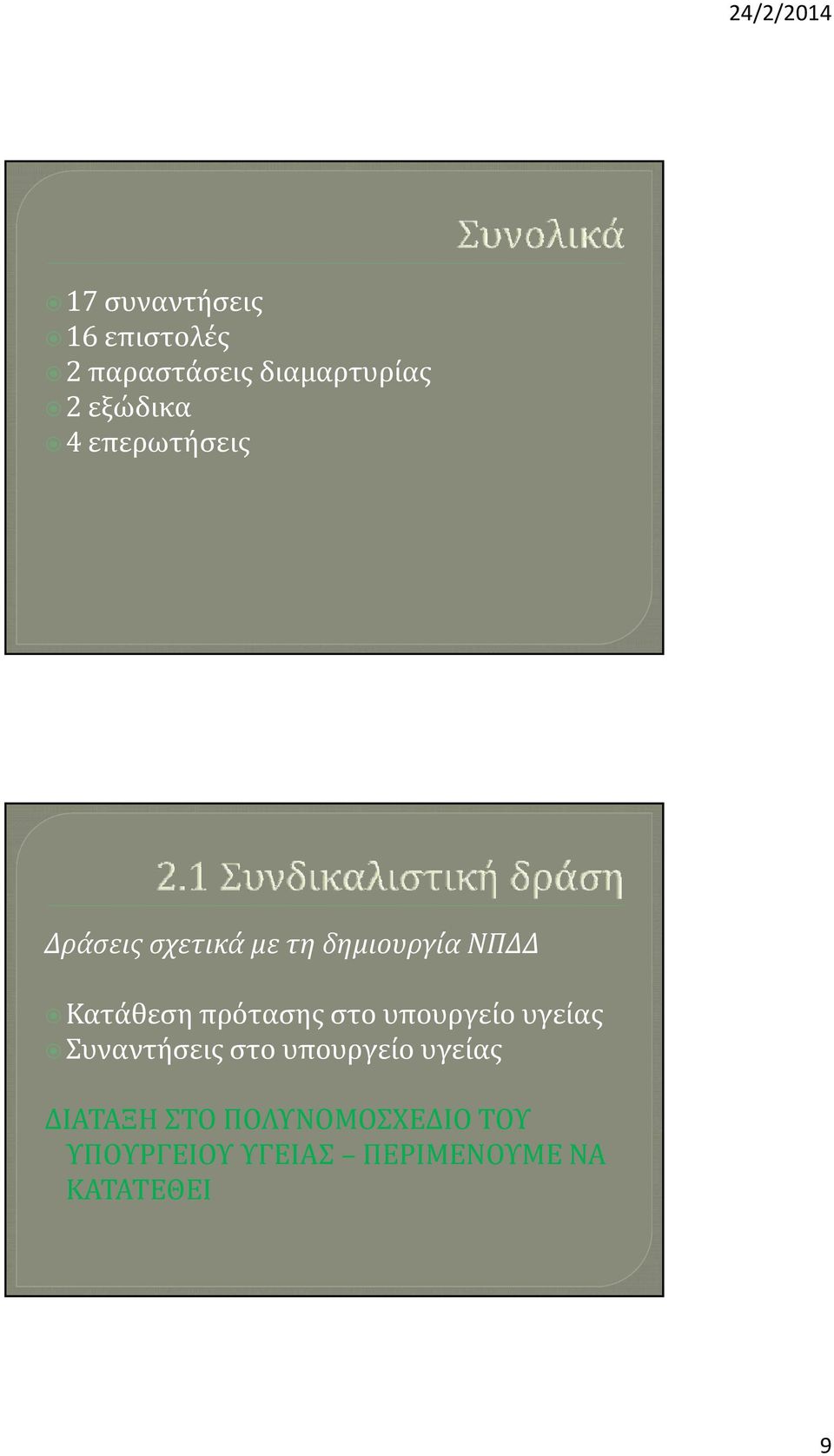 πρότασης στο υπουργείο υγείας Συναντήσεις στο υπουργείο υγείας