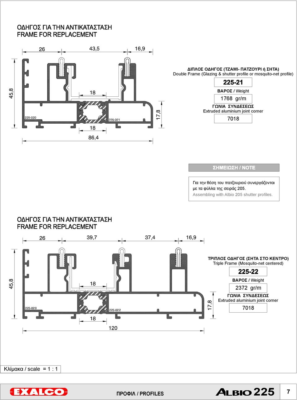 σειράς 205. Assembling withalbio 205 shutter profiles.