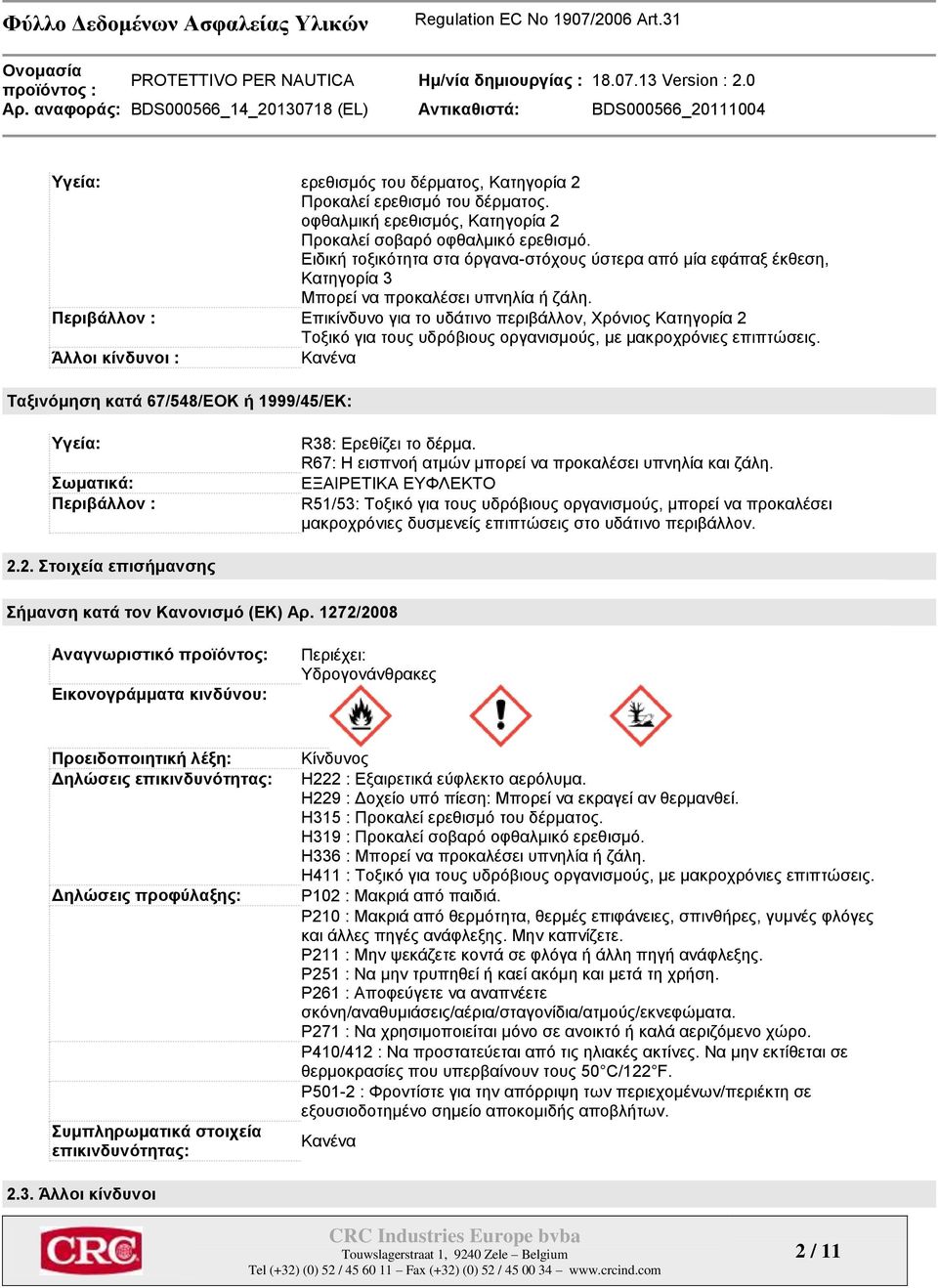 Πεξηβάιινλ : Δπηθίλδπλν γηα ην πδάηηλν πεξηβάιινλ, Υξόληνο Καηεγνξία 2 Σνμηθό γηα ηνπο πδξόβηνπο νξγαληζκνύο, κε καθξνρξόληεο επηπηώζεηο.