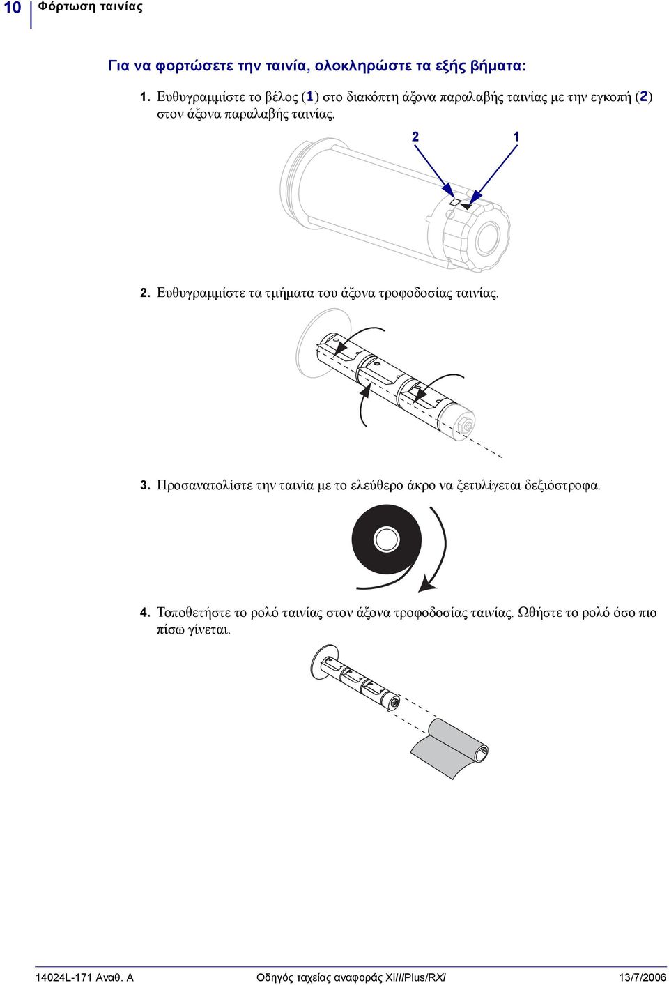 . Ευθυγραμμίστε τα τμήματα του άξονα τροφοδοσίας ταινίας. 3.