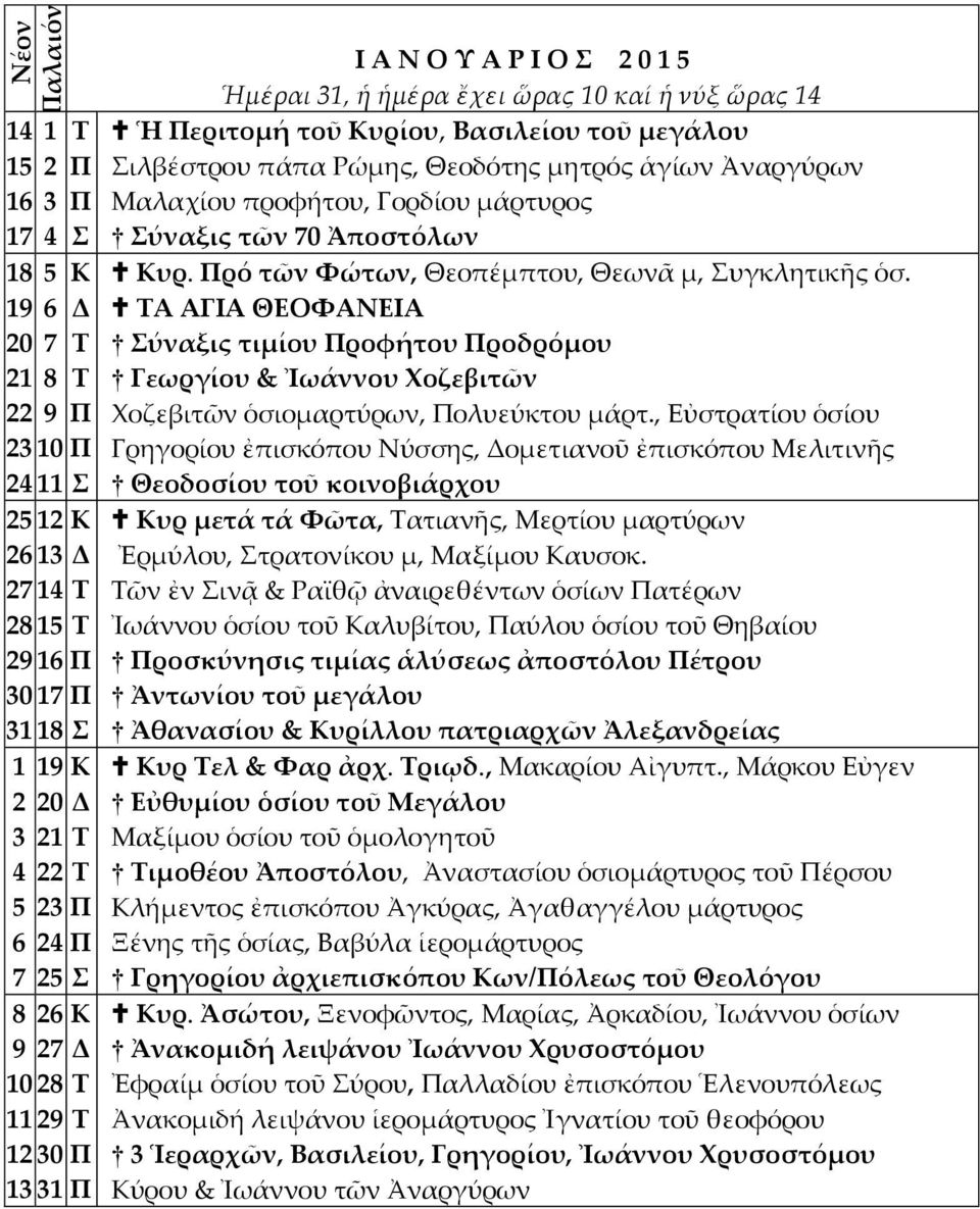 Α ΑΓΙΑ ΘΕΟΥΑΝΕΙΑ ύναξις τιμίου ροφήτου ροδρόμου Γεωργίου & Ἰωάννου Φοζεβιτῶν Χοζεβιτῶν ὁσιομαρτύρων, ολυεύκτου μάρτ.