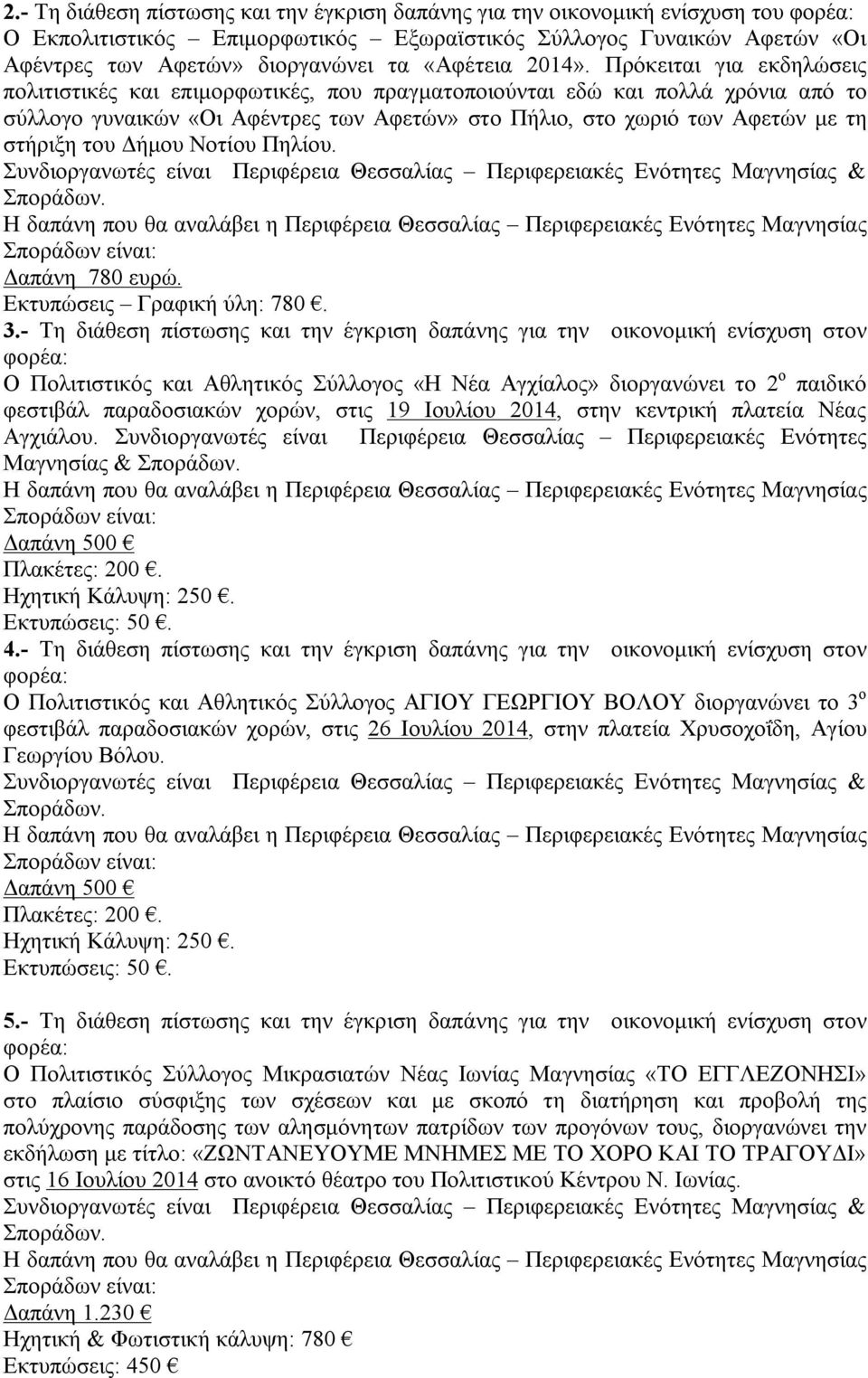 Πρόκειται για εκδηλώσεις πολιτιστικές και επιμορφωτικές, που πραγματοποιούνται εδώ και πολλά χρόνια από το σύλλογο γυναικών «Οι Αφέντρες των Αφετών» στο Πήλιο, στο χωριό των Αφετών με τη στήριξη του