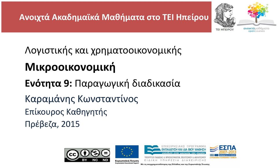 Μικροοικονομική Ενότητα 9: Παραγωγική