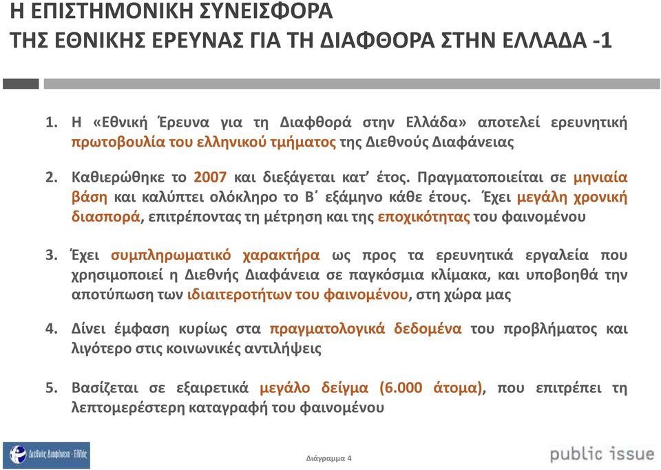 Πραγματοποιείται σε μηνιαία βάση και καλύπτει ολόκληρο το Β εξάμηνο κάθε έτους. Έχει μεγάλη χρονική διασπορά, επιτρέποντας τη μέτρηση και της εποχικότητας του φαινομένου 3.