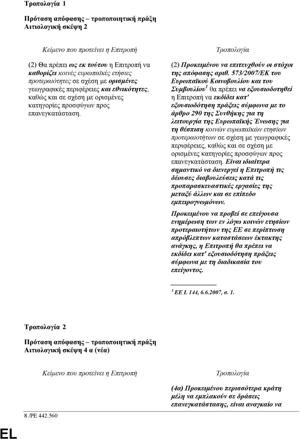 573/2007/EΚ του Ευρωπαϊκού Κοινοβουλίου και του Συµβουλίου 1 θα πρέπει να εξουσιοδοτηθεί η Επιτροπή να εκδίδει κατ' εξουσιοδότηση πράξεις σύµφωνα µε το άρθρο 290 της Συνθήκης για τη λειτουργία της