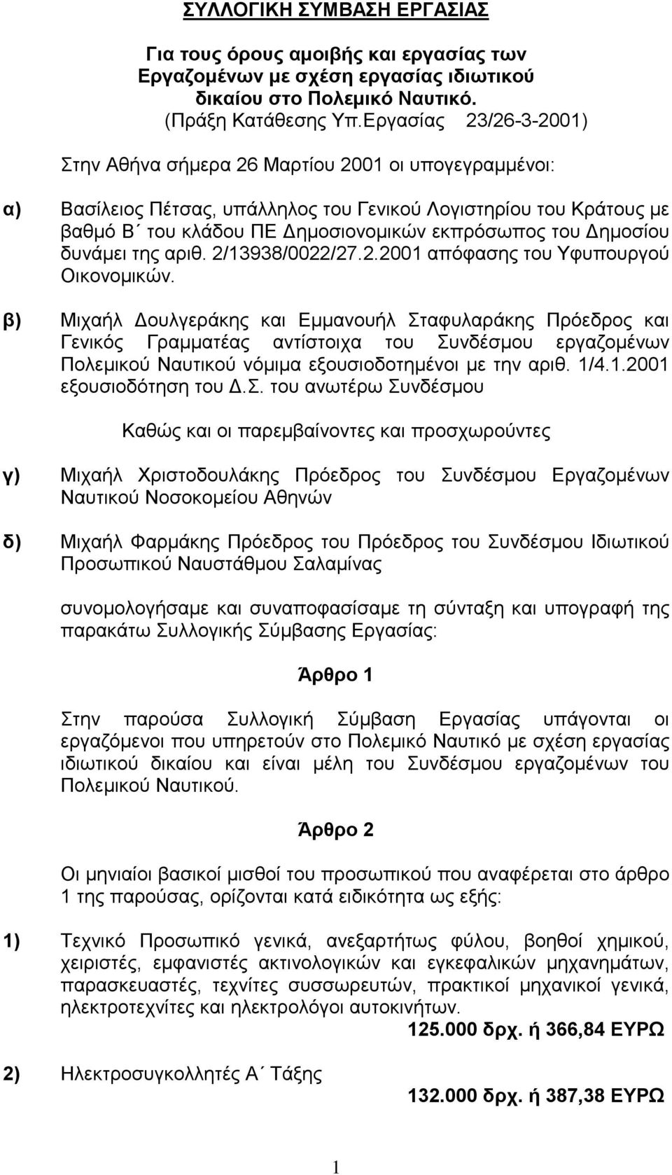 Δημοσίου δυνάμει της αριθ. 2/13938/0022/27.2.2001 απόφασης του Υφυπουργού Οικονομικών.