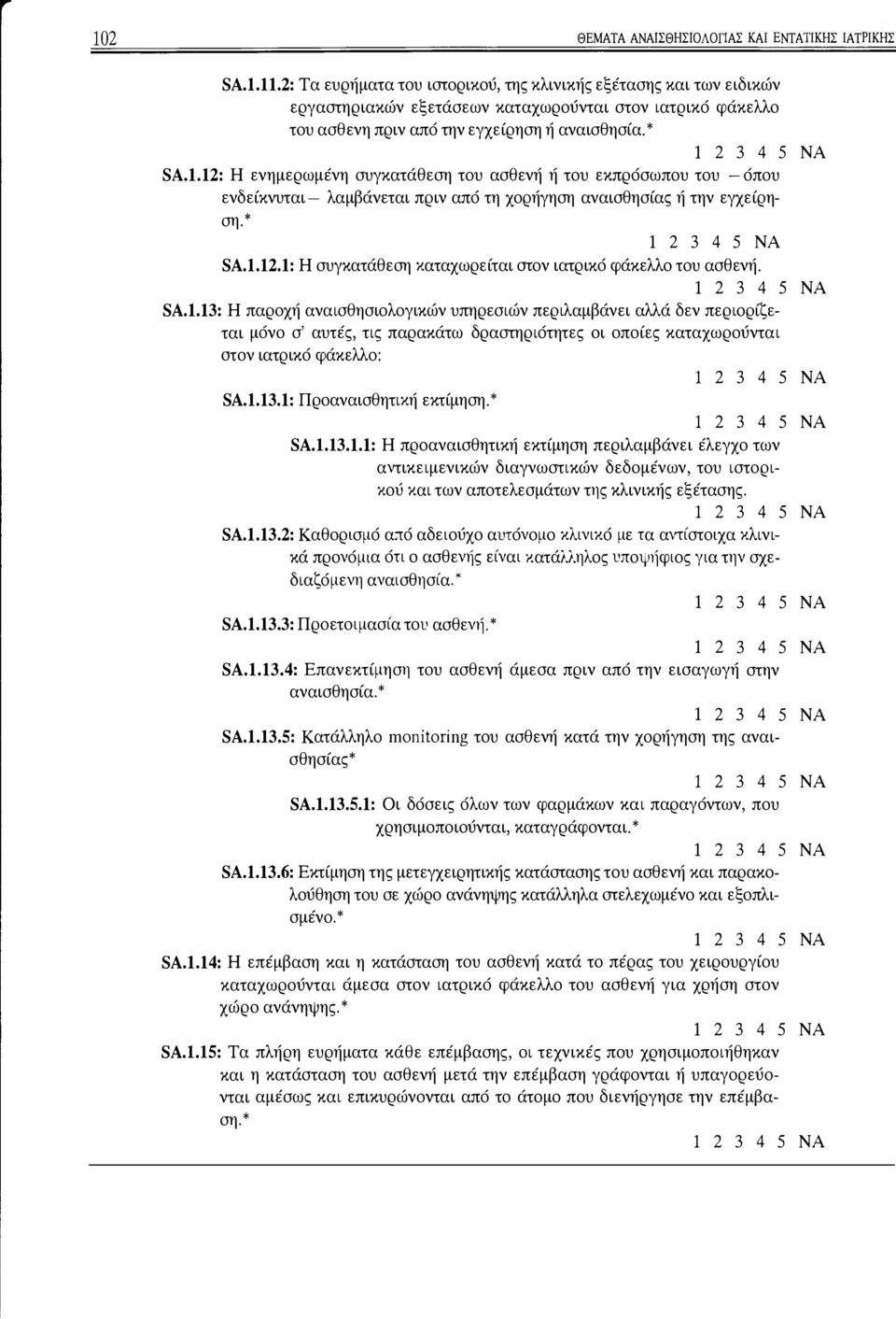 12: Η ενημερωμένη συγκατάθεση του ασθενή ή του εκπρόσωπου του -όπου ενδείκνυται- λαμβάνεται πριν από τη χορήγηση αναισθησίας ή την εγχείρηση.* SA.1.12.1: Η συγκατάθεση καταχωρείται στον ιατρικό φάκελλο του ασθενή.