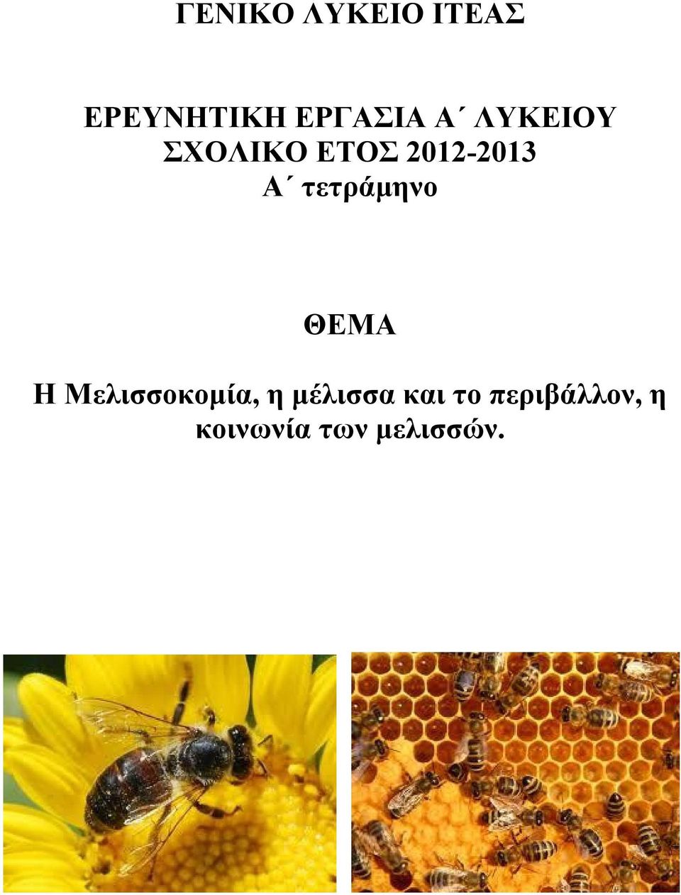 τετράμηνο ΘΕΜΑ Η Μελισσοκομία, η