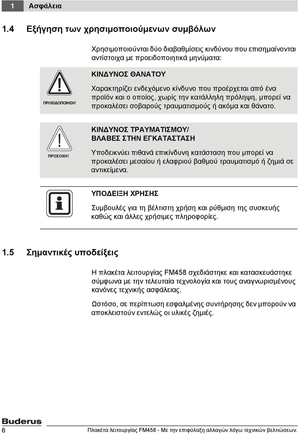 ΚΙΝΔΥΝΟΣ ΤΡΑΥΜΑΤΙΣΜΟΥ/ ΒΛΑΒΕΣ ΣΤΗΝ ΕΓΚΑΤΑΣΤΑΣΗ ΠΡΟΣΟΧΗ! Υποδεικνύει πιθανά επικίνδυνη κατάσταση που μπορεί να προκαλέσει μεσαίου ή ελαφριού βαθμού τραυματισμό ή ζημιά σε αντικείμενα.