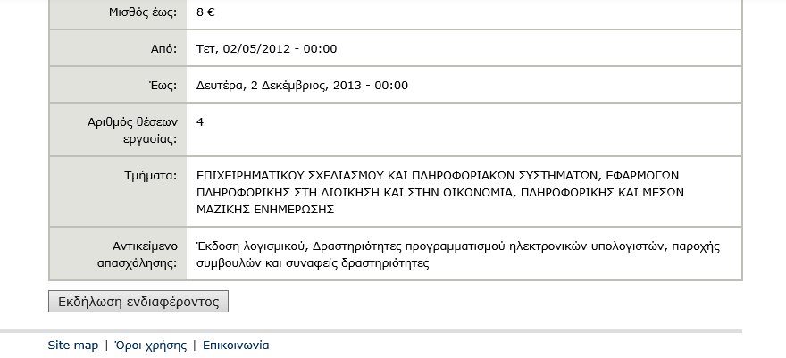 Εικόνα 4. Προβολή στοιχείων Αγγελίας 2.3 Εκδήλωση ενδιαφέροντος χρήστη Όταν ο χρήστης βλέπει λεπτομέρειες για μία αγγελία (Εικόνα 4.