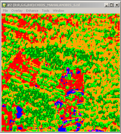 δενδρώνων (δασών πράσινο σκούρο χρώμα). Πάλι η εικόνα της ταξινόμηση με βάση τον αλγόριθμο των Τεχνικών Νευρωνικών δικτύων (Εικόνα 50) παρουσιάζει καλύτερα αποτελέσματα.
