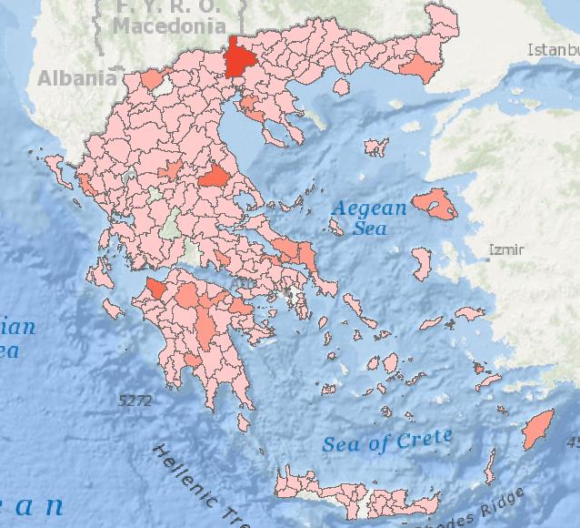 Επιφανειακή απεικόνιση της χωρικής πληροφορίας με την χρήση διαβαθμισμένων χρωμάτων Απεικόνιση των