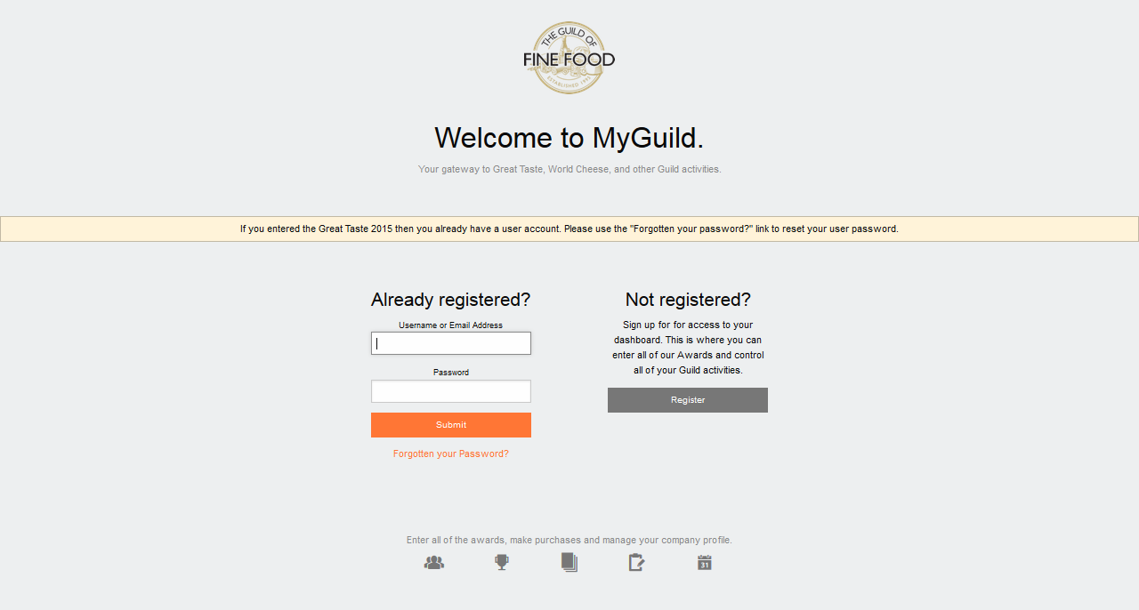 1) Εγγραφή στο MyGuild Αν έχετε εγγραφεί ήδη στον ιστότοπο: - Ο λογαριασμός χρήστη σας είναι ακόμα ενεργός.