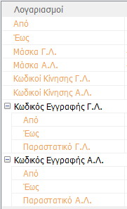 Με την αποθήκευση του προφίλ γίνεται αυτόματα ο διαχωρισμός των παραμέτρων, με χρωματική διάκριση, σε Γενικές Παραμέτρους και σε Παραμέτρους που αφορούν την εταιρία.