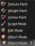 Window Modes Εικόνα 19 - Window Modes Το μενού Window Modes βρίσκεται στο κάτω μέρος του παραθύρου και διαθέτει τις εξής επιλογές: Object mode, το οποίο επιτρέπει τη μετακίνηση, την περιστροφή και
