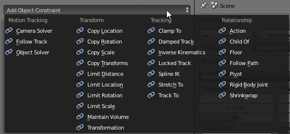 Object Constraint - Η καρτέλα Object Constraint αφορά την αλληλεπίδραση του επιλεγμένου αντικειμένου με άλλα αντικείμενα.