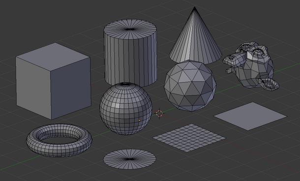 Εικόνα 54 - Blender meshes Τα παραπάνω meshes