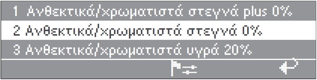 Περιγραφή συσκευής Λειτουργία των οργάνων χειρισμού Οθόνη Μετά την έναρξη λειτουργίας εμφανίζεται σύντομα η ένδειξη καλωσορίσματος και στη συνέχεια η λίστα προγραμμάτων.