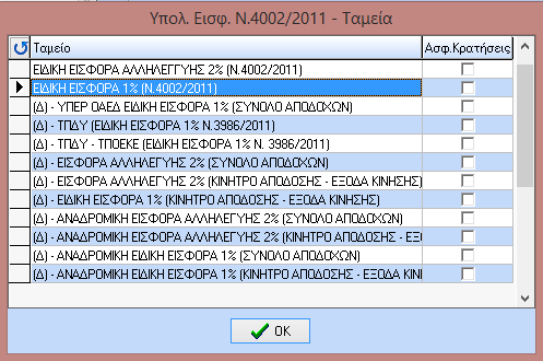 ΚΑΡΤΕΛΑ ΑΣΦΑΛΙΣΤΙΚΑ Στην καρτέλα ασφαλιστικά ο χρήστης καταχωρεί τα απαραίτητα για τον υπολογισμό μισθοδοσίας και ΑΠΔ στοιχεία.