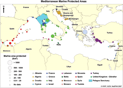 Σχήμα 4. Οι Θαλάσσιες / Παράκτιες προστατευόμενες περιοχές της Μεσογείου Πηγή: International Union for Conservation of Nature, διαθέσιμο στο https://www.iucn.