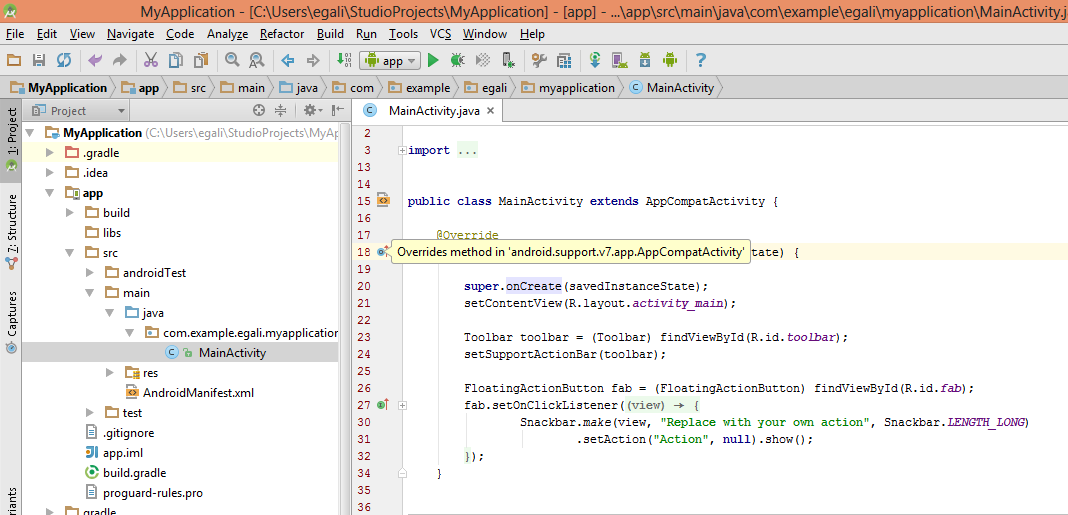 Πλοήγηση στον κώδικα (Code navigation) Ο πιο γρήγορος τρόπος πλοήγησης στις δηλώσεις ή δηλώσεις τύπων: πιέζουμε Ctrl και κάνουμε κλικ στο σύμβολο όταν εμφανίζεται ως σύνδεσμος.