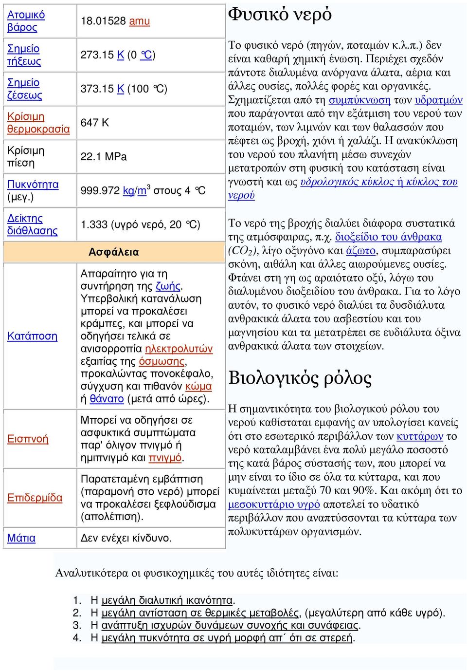 Υπερβολική κατανάλωση µπορεί να προκαλέσει κράµπες, και µπορεί να οδηγήσει τελικά σε ανισορροπία ηλεκτρολυτών εξαιτίας της όσµωσης, προκαλώντας πονοκέφαλο, σύγχυση και πιθανόν κώµα ή θάνατο (µετά από