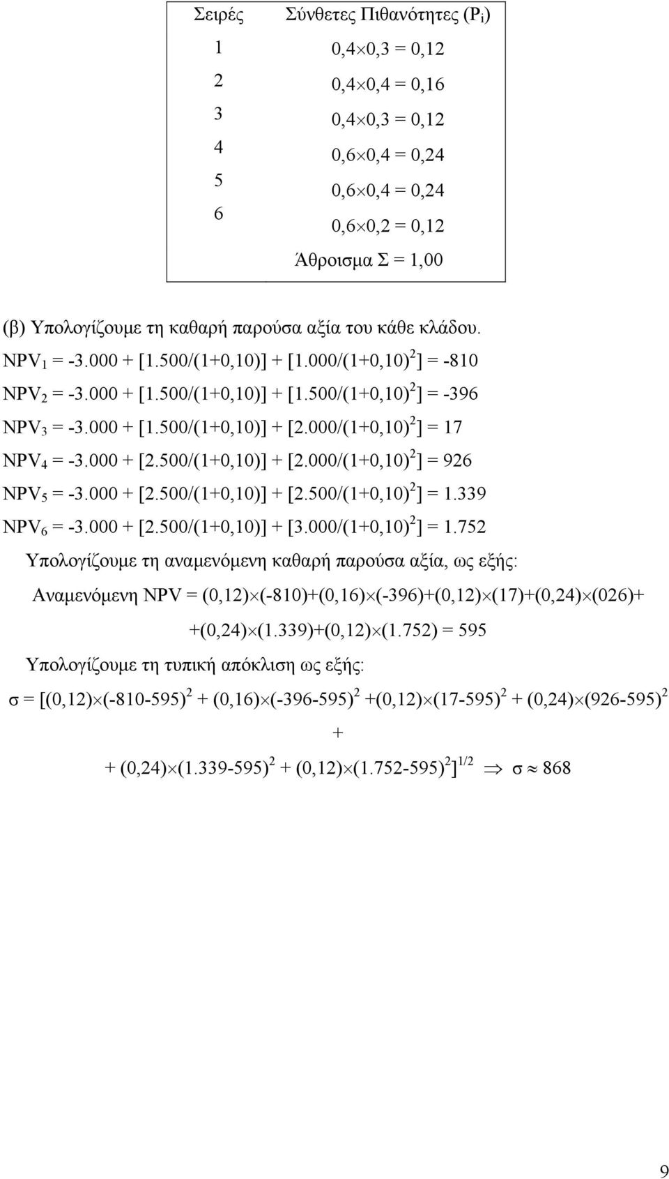 000 [.00/(0,0)] [.00/(0,0) ] =.9 NPV 6 = -.000 [.00/(0,0)] [.000/(0,0) ] =.