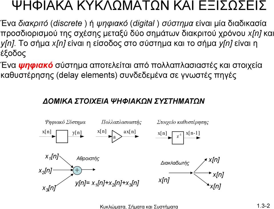 δύο σημάτων διακριτού χρόνου x και.