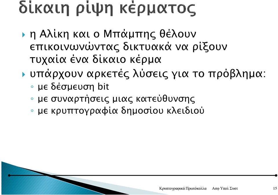 λύσεις για το πρόβλημα: με δέσμευση bit με