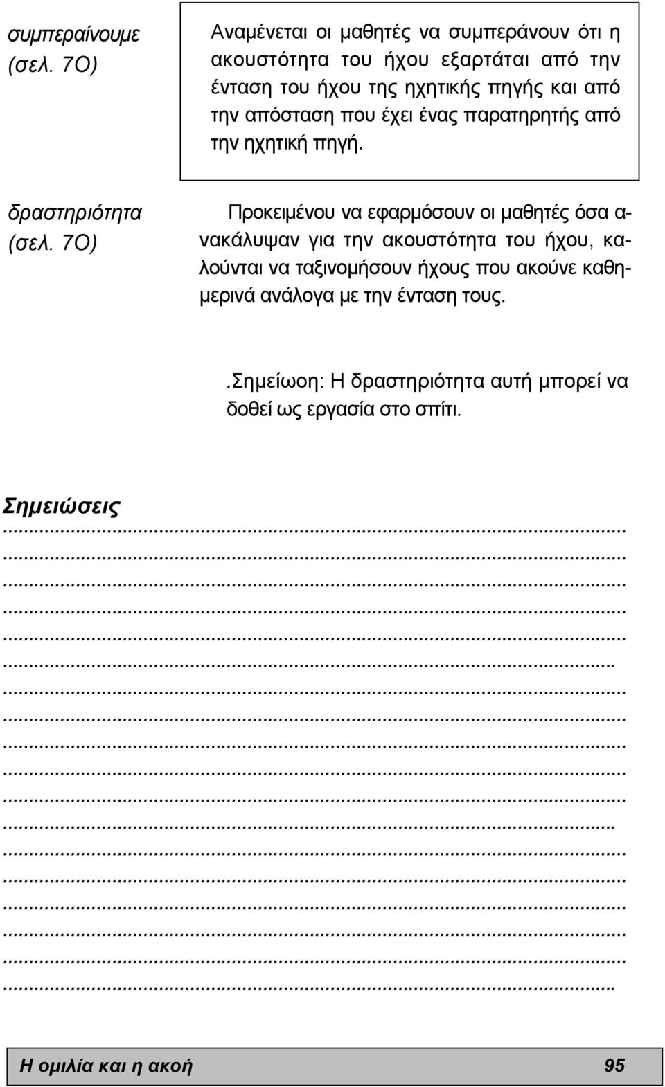 από την απόσταση που έχει ένας παρατηρητής από την ηχητική πηγή. δραστηριότητα (σελ.