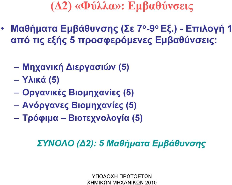 ιεργασιών (5) Υλικά (5) Οργανικές Βιοµηχανίες (5) Ανόργανες