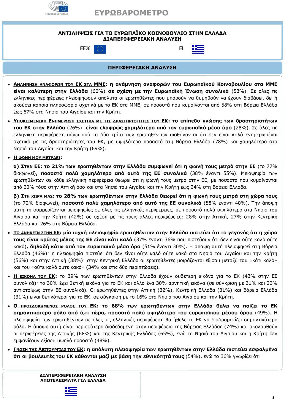 από 58% στη Βόρεια Ελλάδα έως 67% στα Νησιά του Αιγαίου και την Κρήτη.