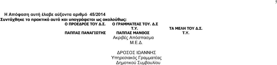 Δ.Σ Τ.Υ. ΠΑΠΠΑΣ ΠΑΝΑΓΙΩΤΗΣ ΠΑΠΠΑΣ ΜΑΝΘΟΣ Ακριβές Απόσπασμα Μ.Ε.Δ. ΤΑ ΜΕΛΗ ΤΟΥ Δ.