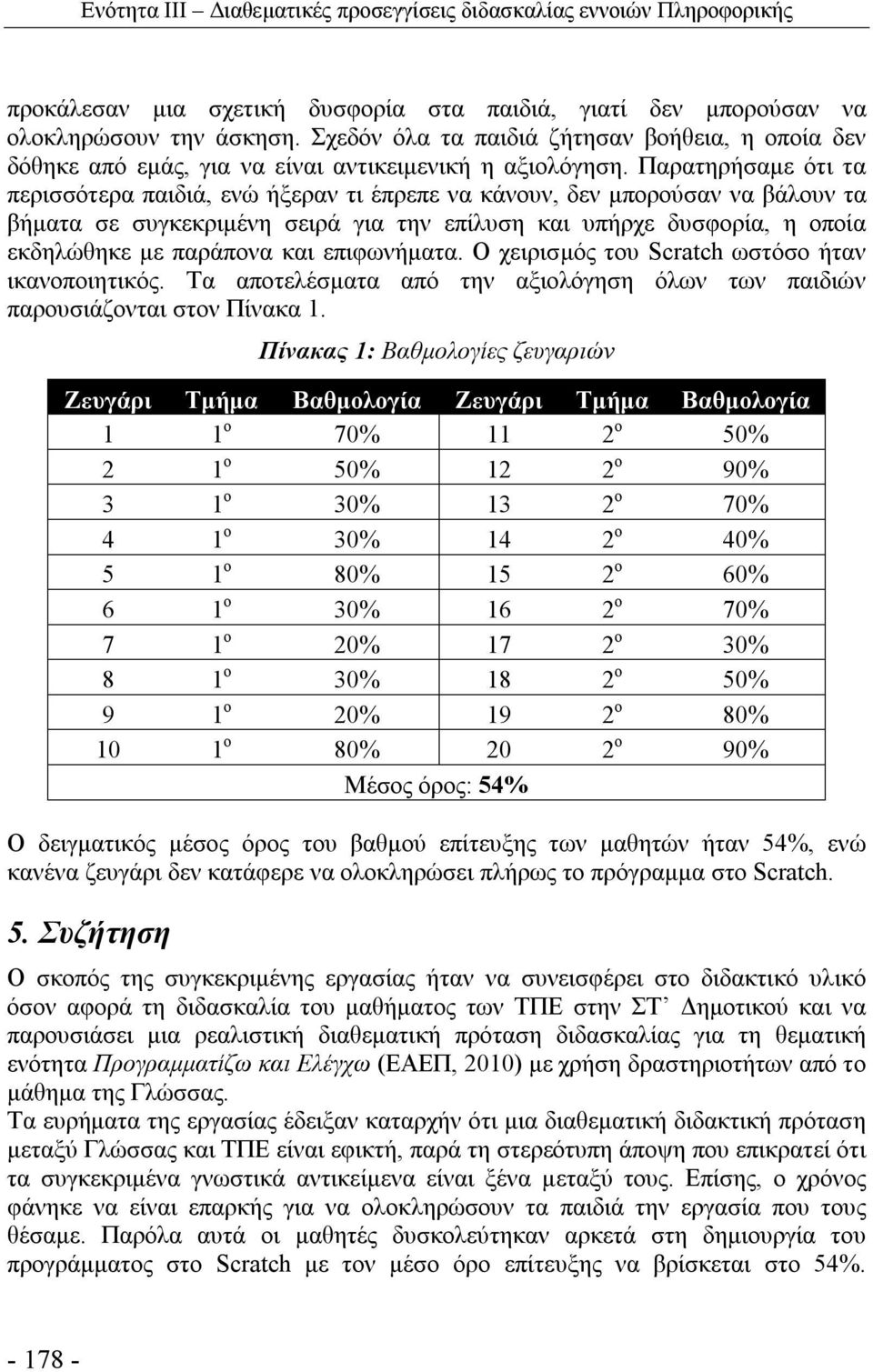 Παρατηρήσαμε ότι τα περισσότερα παιδιά, ενώ ήξεραν τι έπρεπε να κάνουν, δεν μπορούσαν να βάλουν τα βήματα σε συγκεκριμένη σειρά για την επίλυση και υπήρχε δυσφορία, η οποία εκδηλώθηκε με παράπονα και