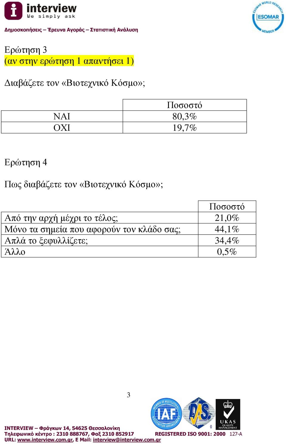 τον «Βιοτεχνικό Κόσμο»; Από την αρχή μέχρι το τέλος; 21,0% Μόνο τα