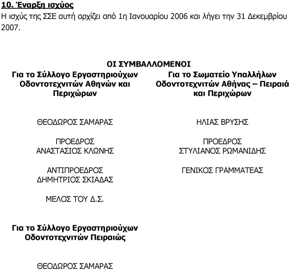Οδοντοτεχνιτών Αθήνας Πειραιά και Περιχώρων ΘΕΟ ΩΡΟΣ ΣΑΜΑΡΑΣ ΠΡΟΕ ΡΟΣ ΑΝΑΣΤΑΣΙΟΣ ΚΛΩΝΗΣ ΑΝΤΙΠΡΟΕ ΡΟΣ ΗΜΗΤΡΙΟΣ ΣΚΙΑ ΑΣ