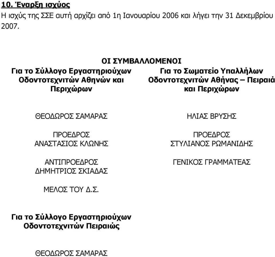 Οδοντοτεχνιτών Αθήνας Πειραιά και Περιχώρων ΘΕΟ ΩΡΟΣ ΣΑΜΑΡΑΣ ΠΡΟΕ ΡΟΣ ΑΝΑΣΤΑΣΙΟΣ ΚΛΩΝΗΣ ΑΝΤΙΠΡΟΕ ΡΟΣ ΗΜΗΤΡΙΟΣ ΣΚΙΑ ΑΣ