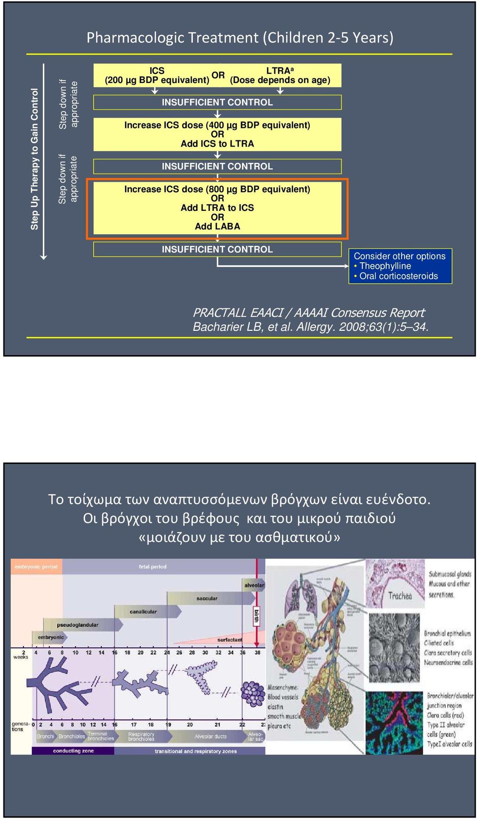 BDP equivalent) OR Add LTRA to ICS OR Add LABA INSUFFICIENT CONTROL Consider other options Theophylline Oral corticosteroids PRACTALL EAACI / AAAAI Consensus