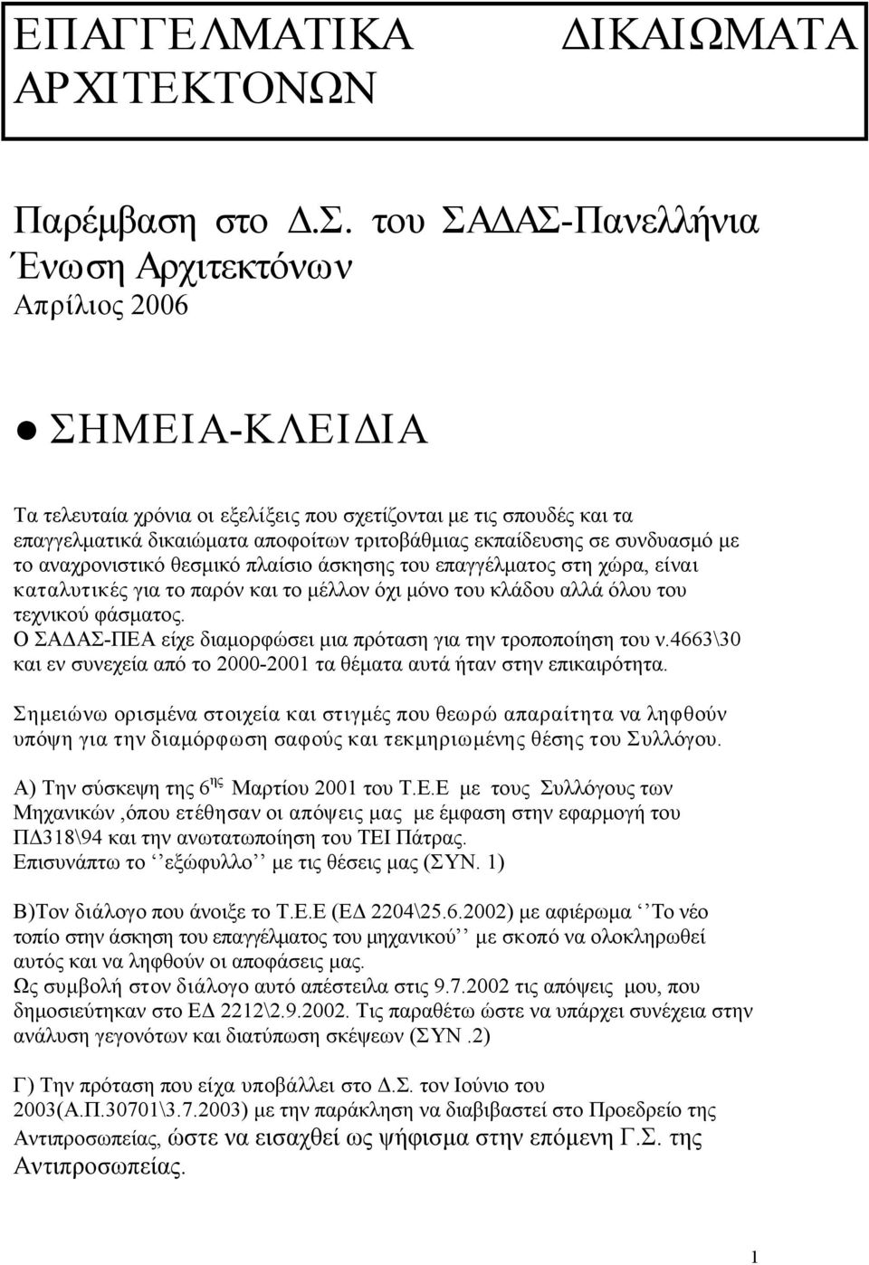 σε συνδυασμό με το αναχρονιστικό θεσμικό πλαίσιο άσκησης του επαγγέλματος στη χώρα, είναι καταλυτικές για το παρόν και το μέλλον όχι μόνο του κλάδου αλλά όλου του τεχνικού φάσματος.
