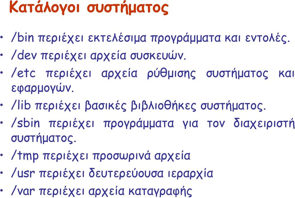 /lib περιέχει βασικές βιβλιοθήκες συστήματος.