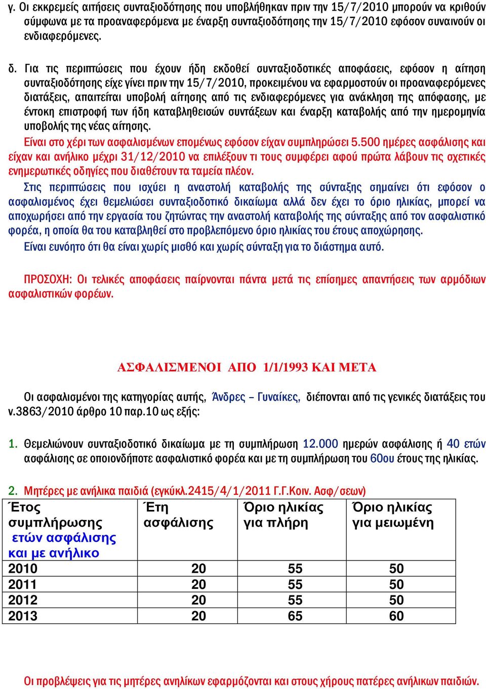 απαιτείται υποβολή αίτησης από τις ενδιαφερόμενες για ανάκληση της απόφασης, με έντοκη επιστροφή των ήδη καταβληθεισών συντάξεων και έναρξη καταβολής από την ημερομηνία υποβολής της νέας αίτησης.