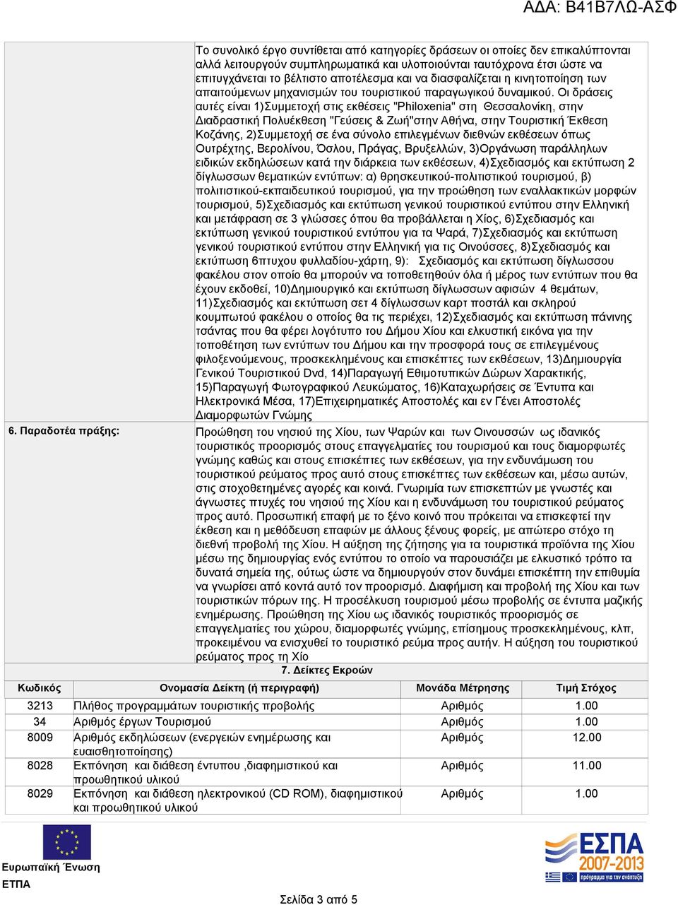 Οι δράσεις αυτές είναι 1)Συμμετοχή στις εκθέσεις "Philoxenia" στη Θεσσαλονίκη, στην Διαδραστική Πολυέκθεση "Γεύσεις & Ζωή"στην Αθήνα, στην Τουριστική Έκθεση Κοζάνης, 2)Συμμετοχή σε ένα σύνολο