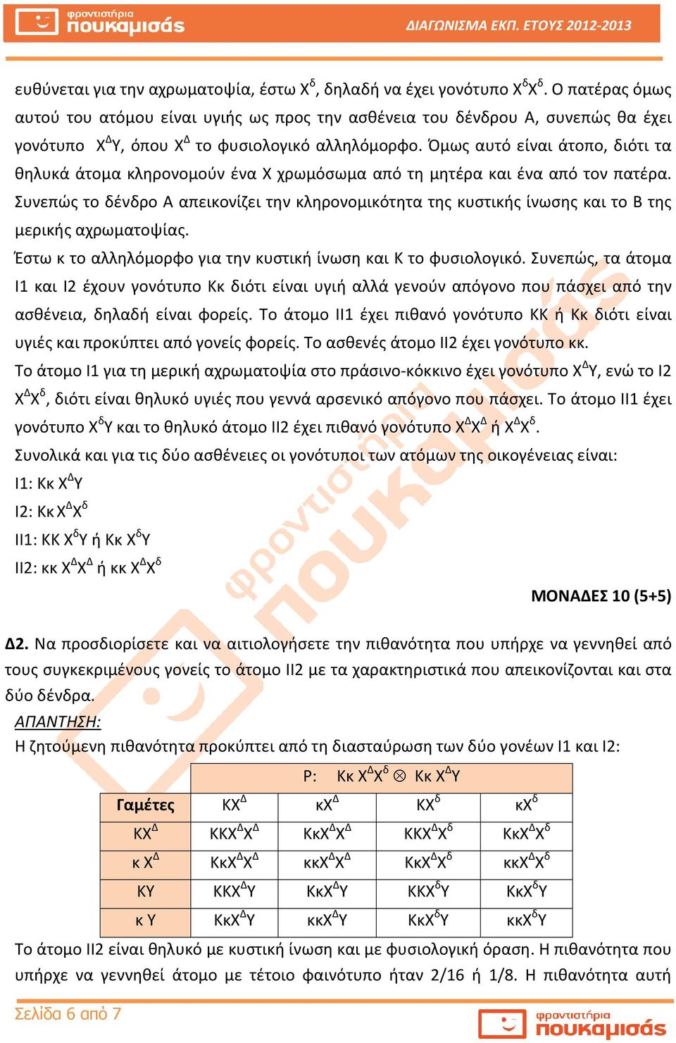 Όμως αυτό είναι άτοπο, διότι τα θηλυκά άτομα κληρονομούν ένα Χ χρωμόσωμα από τη μητέρα και ένα από τον πατέρα.