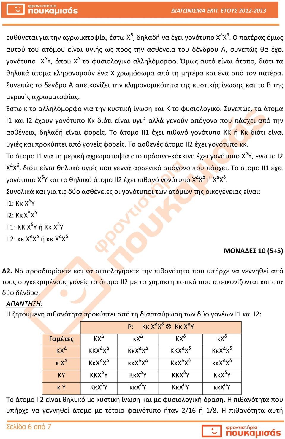 Όμως αυτό είναι άτοπο, διότι τα θηλυκά άτομα κληρονομούν ένα Χ χρωμόσωμα από τη μητέρα και ένα από τον πατέρα.