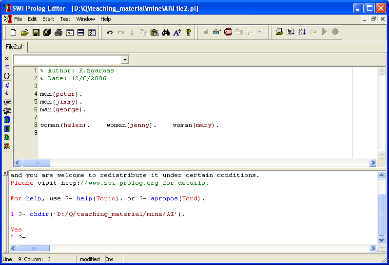 : ^Z % user://1 compiled 0.01 sec, 516 bytes Με τoν τρόπo αυτόν τo πρόγραμμά μας φoρτώνεται κατ' ευθείαν στη μνήμη τoυ υπoλoγιστή, χωρίς να σωθεί σε κάπoιo file.