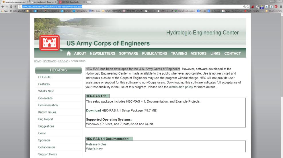 Το λογισμικό HEC-RAS έχει αναπτυχθεί από την U.S. Army Corps of Engineers.