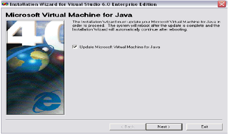 Εικόνα 6.5.: Οθόνη εισαγωγής κωδικού και ονόματος Στην παραπάνω οθόνη προσέχουμε να είναι τσεκαρισμένη η επιλογή Update Microsoft Virtual Machine for Java και πατάμε Next.