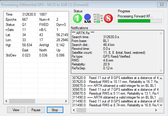 L1 LockTime Cutoff 4 seconds. Γ) Advanced Ionospheric Options distance tolerance 7km Δ) ARTK Quality Acceptance Criteria Q0-95% (δηλαδή αν θα δεχθεί ή αν θα απορρίψη μία επίλυση ARTK.