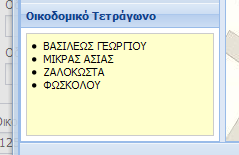 Εικόνα 38 Ταυτόχρονα, στο κάτω αριστερό μέρος του παραθύρου, θα εμφανιστούν τα ονόματα των οδών που περικλείουν το οικοδομικό τετράγωνο (Εικόνα 39).